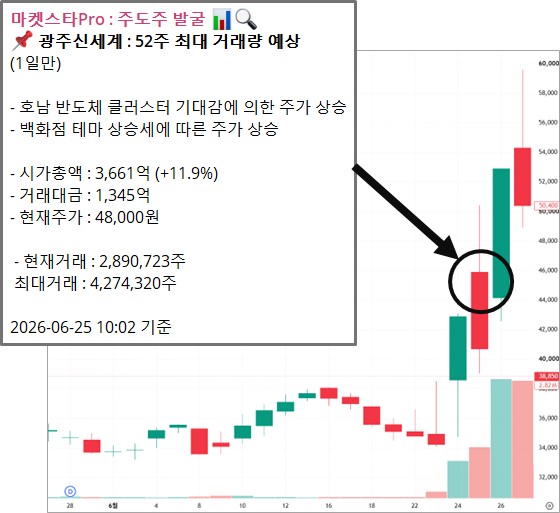 대량거래 알림 화면